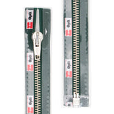 Rits deelbaar | Opti | metaal zilver M60 | 60 cm | 461 donkergroen Deelbare Rits OPTI - D - M60 - ZILVER - 60 - CM - 461 - DONKERGROEN